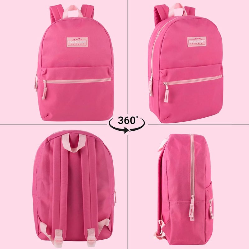 Trailmaker Classic 17 inch Backpacks with Adjustable Padded Straps | School Backpacks for Girls, Boys (Pink) - Image 4